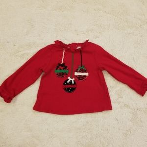 🎉 Holiday 18mo Ornament girl's frill top EUC
